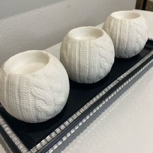 White Textured Candle Holders with stand